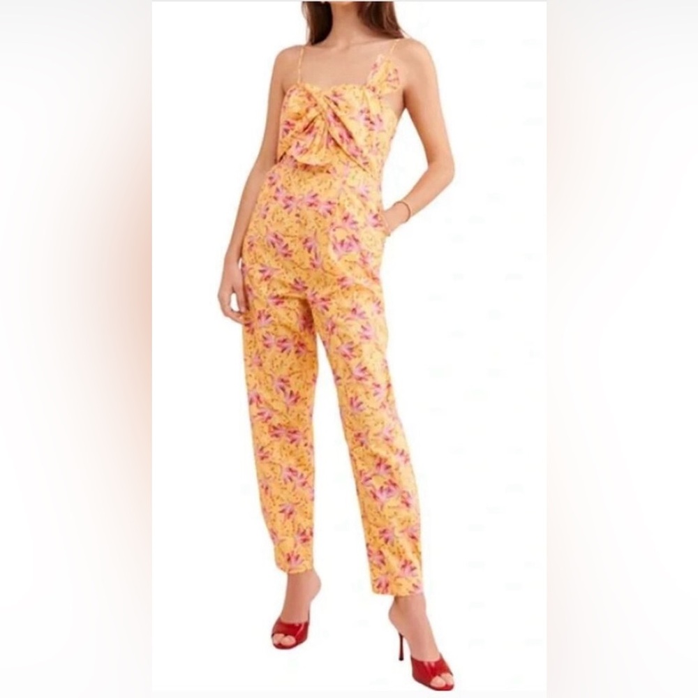 Farm Rio Banana Sunshine Bow Top Cotton Jumpsuit  Size M NWOT